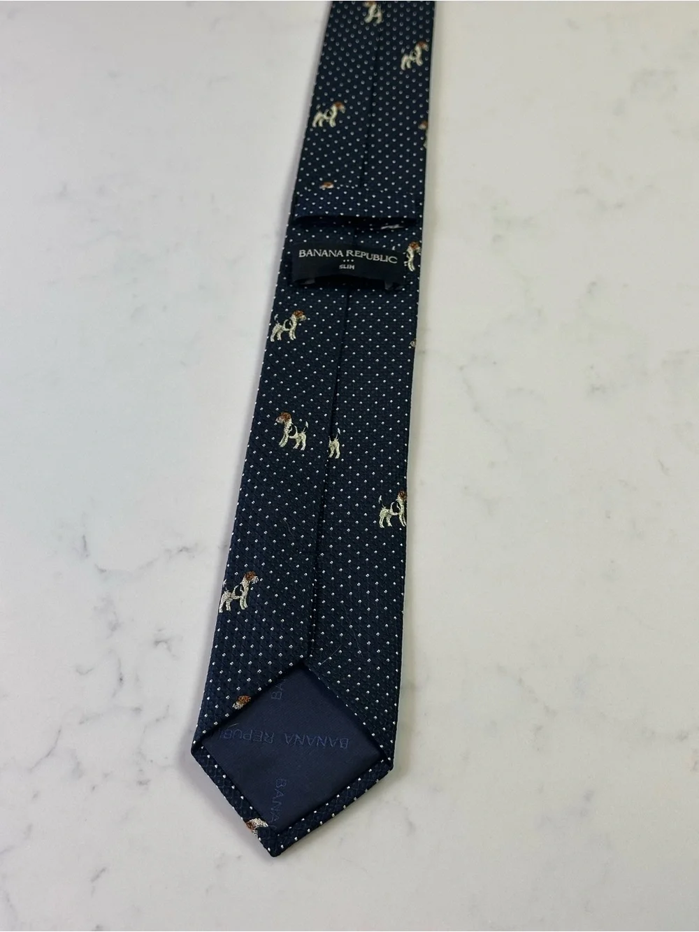 Banana‎ Republic Slim Tie | Navy Blue (Fox Terrier)
